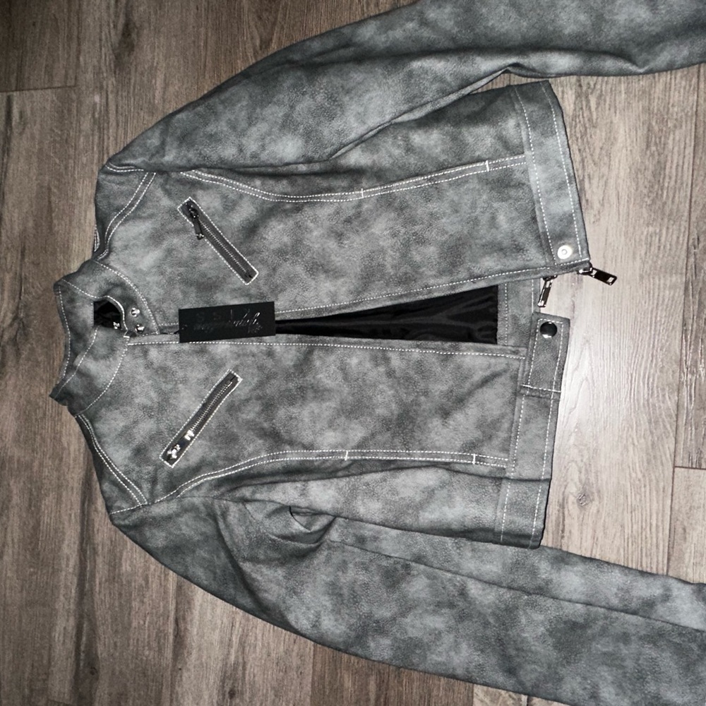 Dolls Kill Gray Faux Leather Jacket